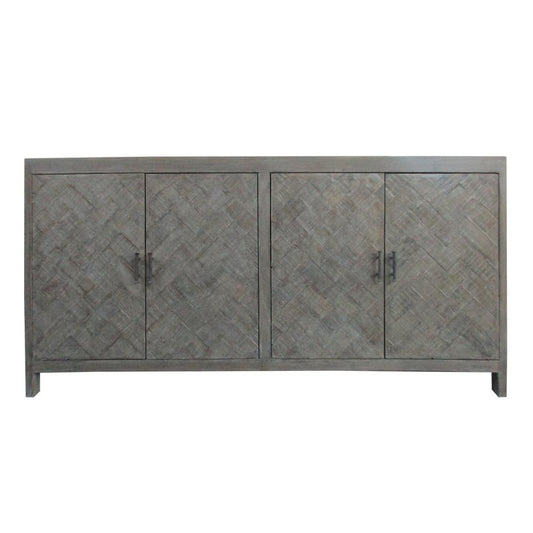 Bengal Manor Mango Wood 4 Door Heringbone Pattern Sideboard