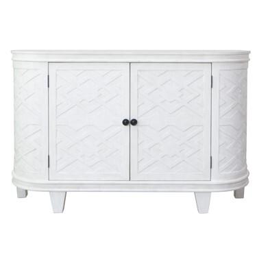 Hawthorne Estate White Pine 2 Door Curved Fretwork Credenza