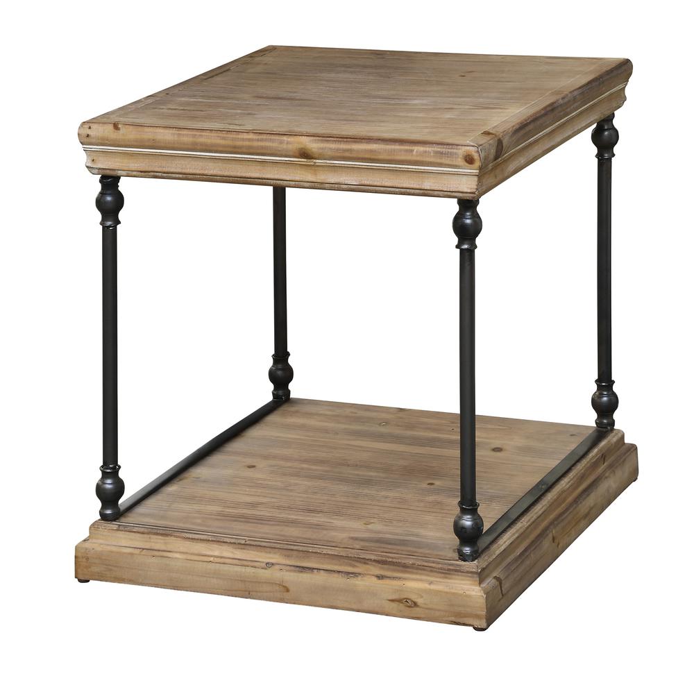 Crestview Collection La Salle Metal and Wood End Table Furniture, Brown