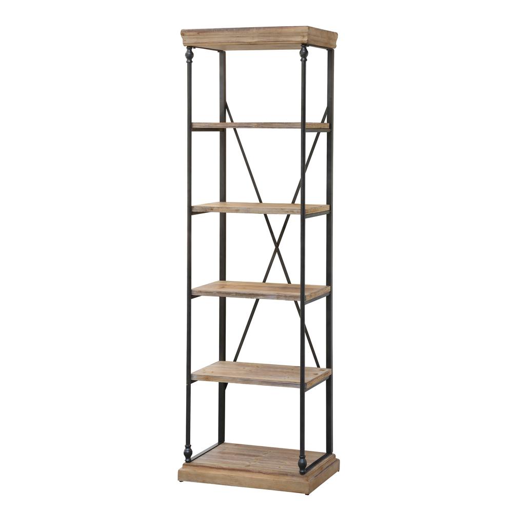 Crestview Collection CVFZR1910 La Salle Metal and Wood Etagere Furniture, Brown