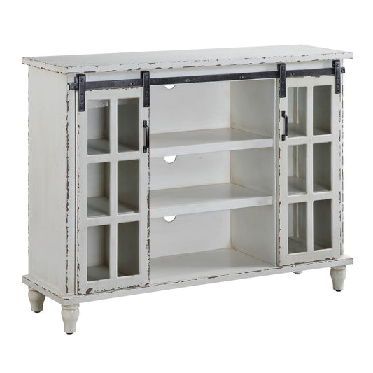 Crestview Collection Magnolia Antique White Sliding 2 Door Console Furniture