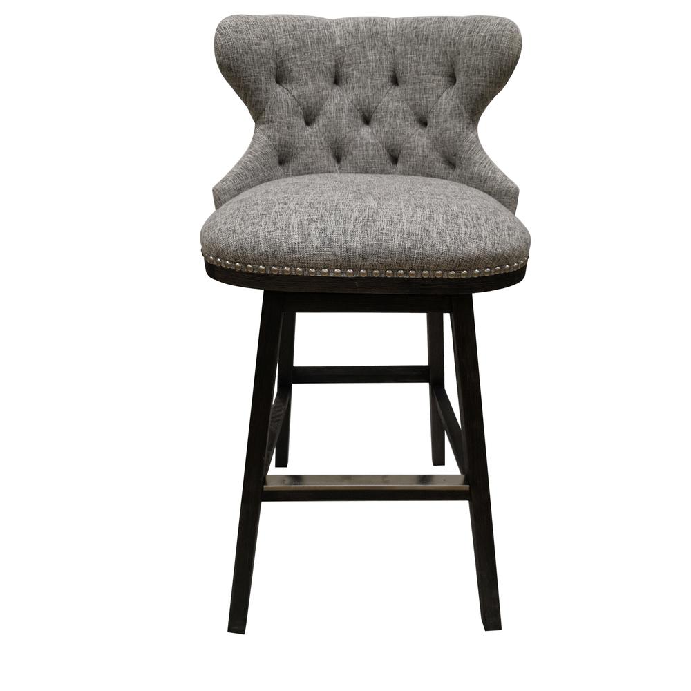 Crestview Collection The Baltimore Bar Stool Gray Fabric on Black Wood