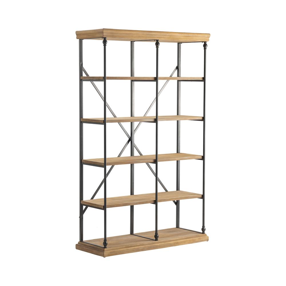 Crestview Collection La Salle Metal and Wood Bookshelf Furniture, Brown