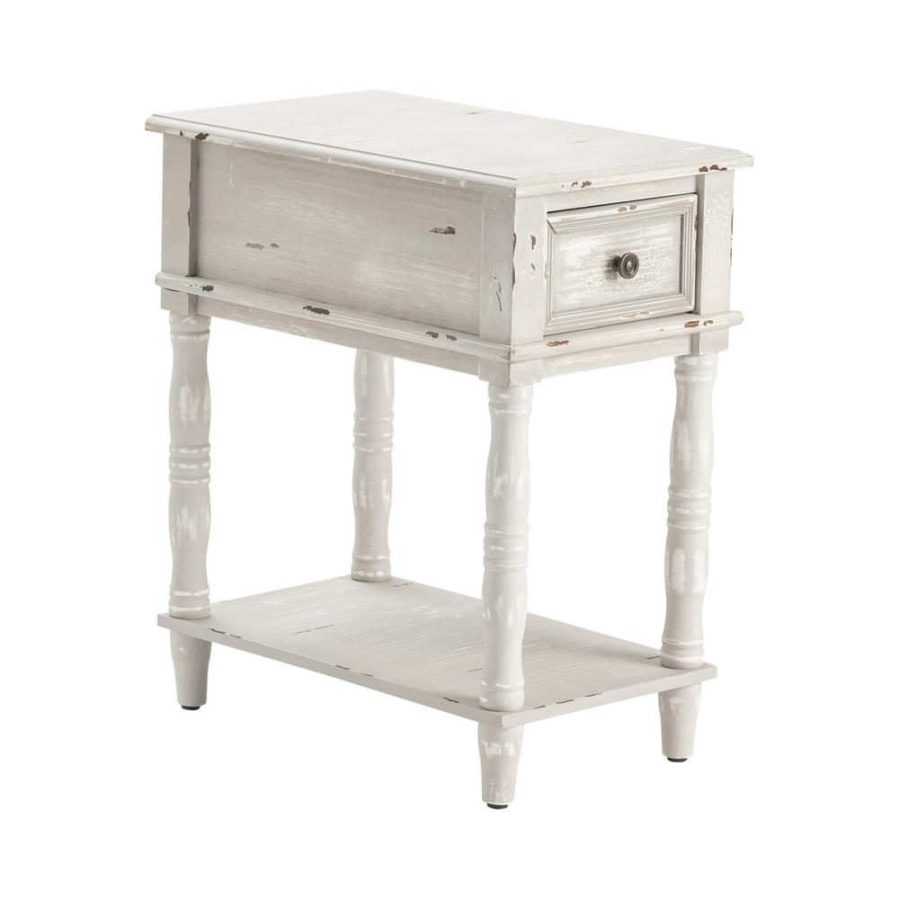 Crestview Collection CVFZR4536 Weston Chalk Grey 1 Drawer Chairside Furniture