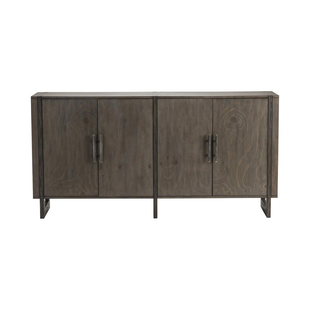 Hawthorne Estate Inset Wood Frame 2 Tone Grey Wash 4 Door Sideboard