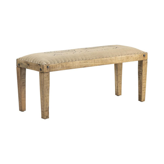 Crestview Collection Bengal Manor Mango Wood Burlap Bench Furniture, Brown