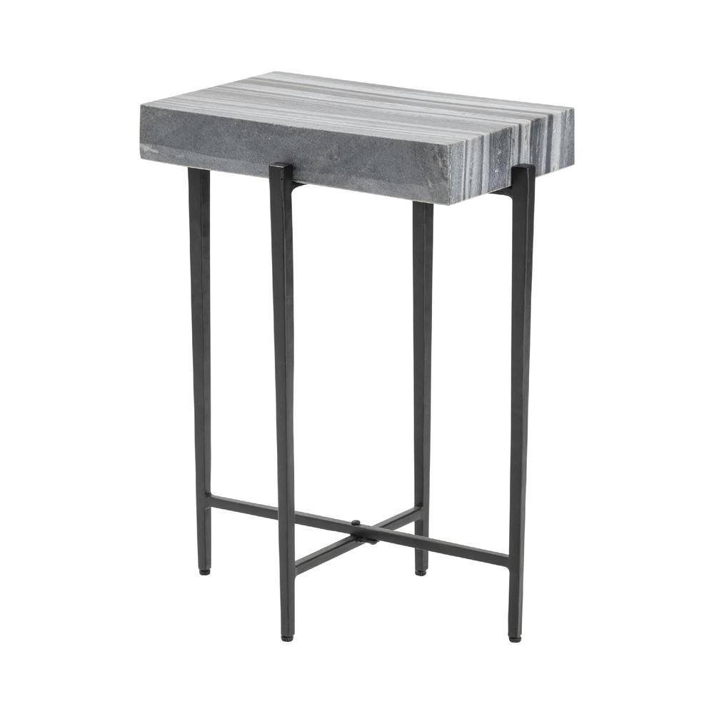 Crestview Collection Bailey Marble Block Accent Table Metal Black