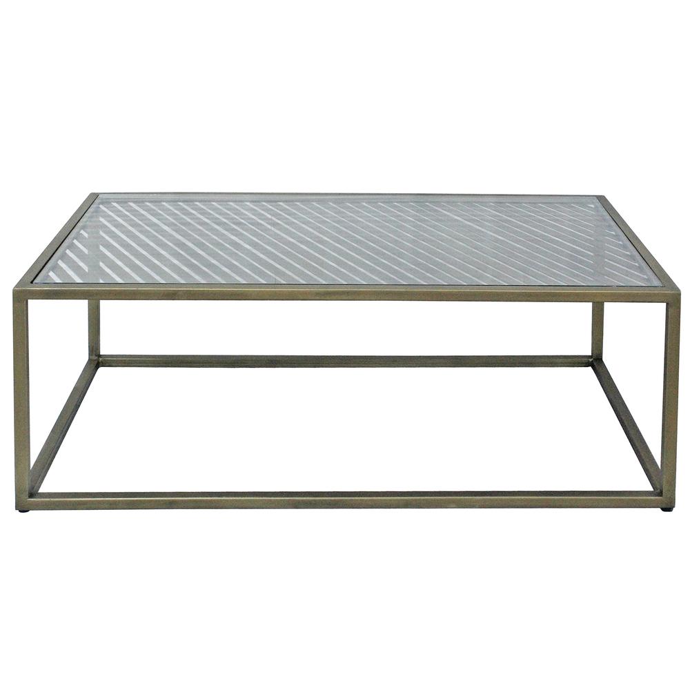 Christian Gold Metal and Glass Coffee Table