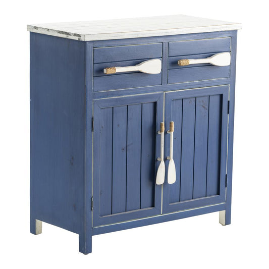 Crestview Collection Cape May Azure Blue and White Paddle Cabinet Furniture