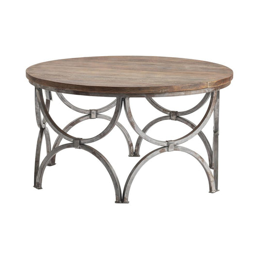 Crestview Collection Bengal Manor Mango Wood and Steel Round Cocktail Table