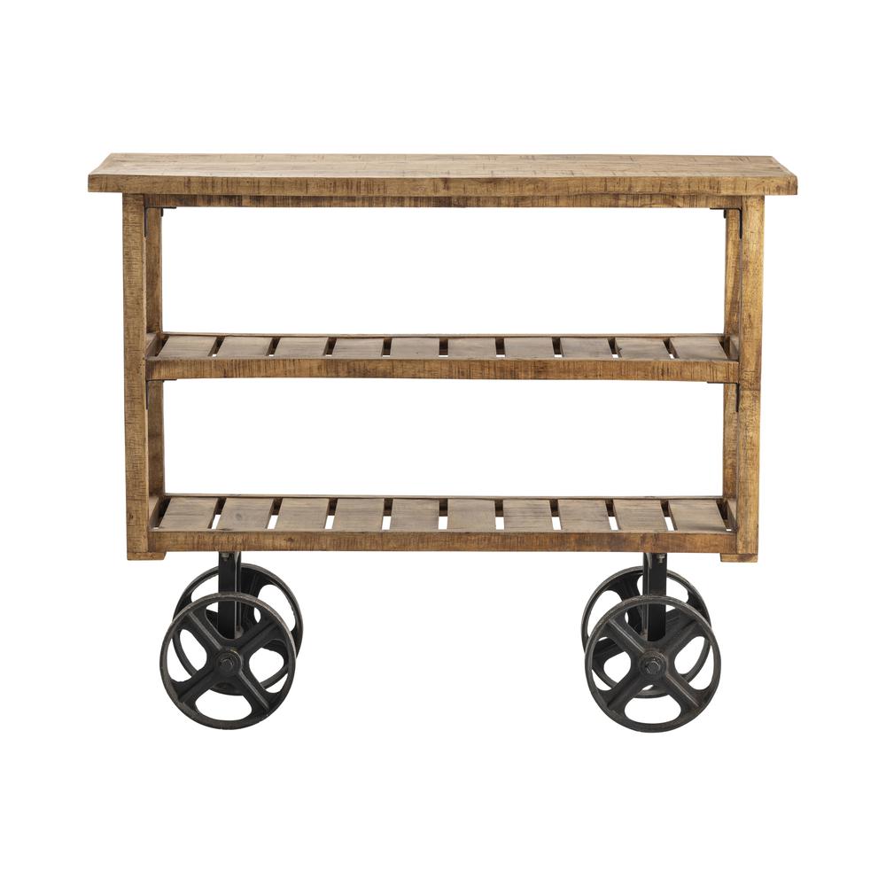 Crestview Collection Bengal Manor Mango Wood Industrial Cart Furniture, Brown