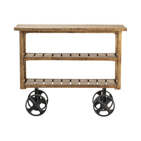 Crestview Collection Bengal Manor Mango Wood Industrial Cart Furniture, Brown