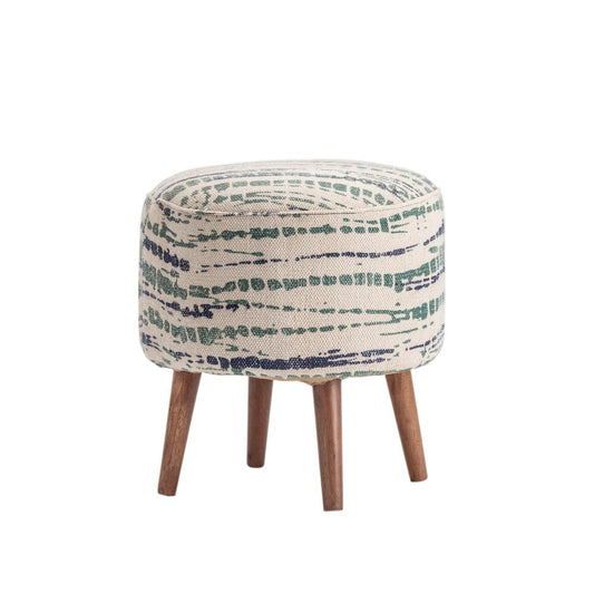 Evolution by Crestview Riely Wood Stool in Blue and Green