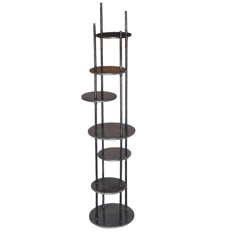 Crestview Collection Graham Multiple Round Shelf Etagere Brown Metal