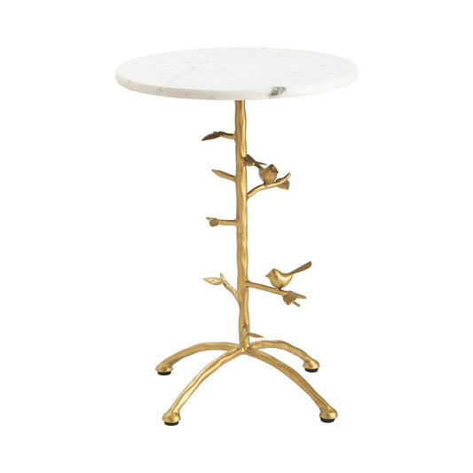 Crestview Collection CVFNR834 23" White Marble TOP Side Table Accessories