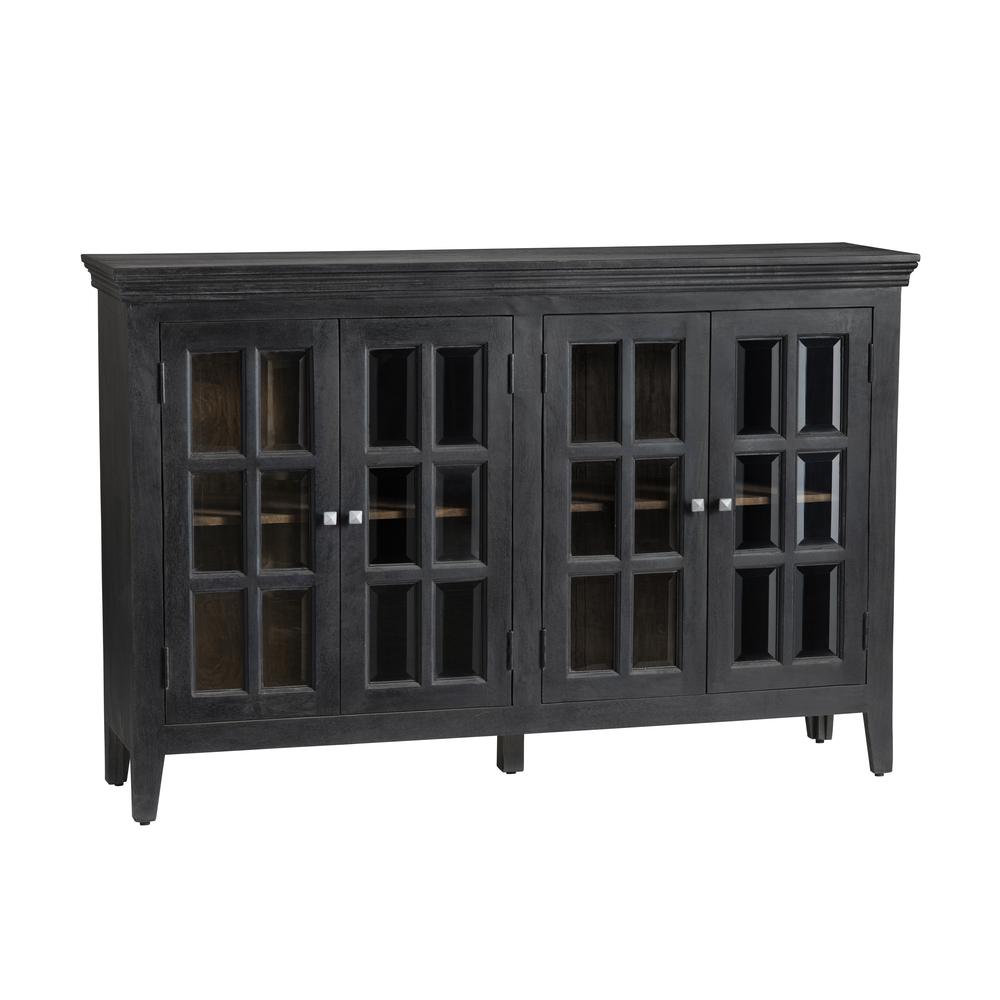 Bengal Manor Acacia Wood 4 Door Window Pane Cabinet