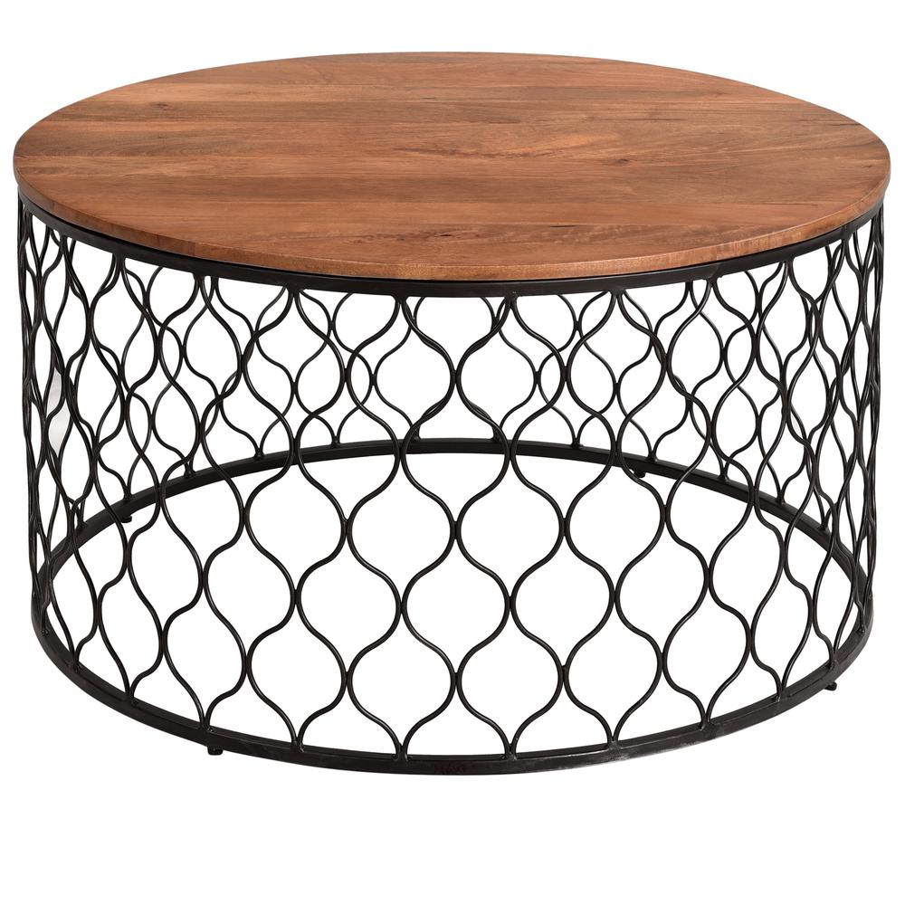 Crestview Collection Jonathan Wood & Metal Coffee Table in Black & Brown