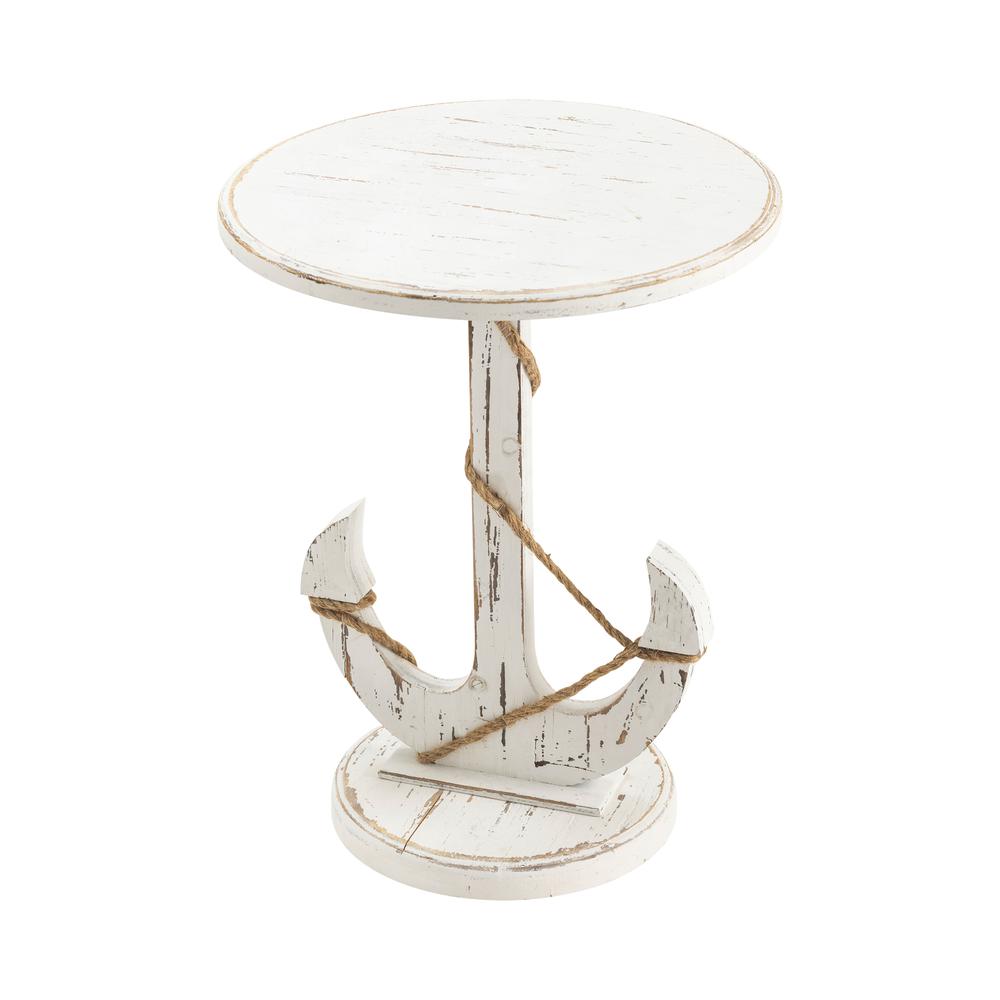 Crestview Collection CVFZR1527 Harbor Distressed White Anchor Table Furniture