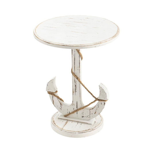 Crestview Collection CVFZR1527 Harbor Distressed White Anchor Table Furniture