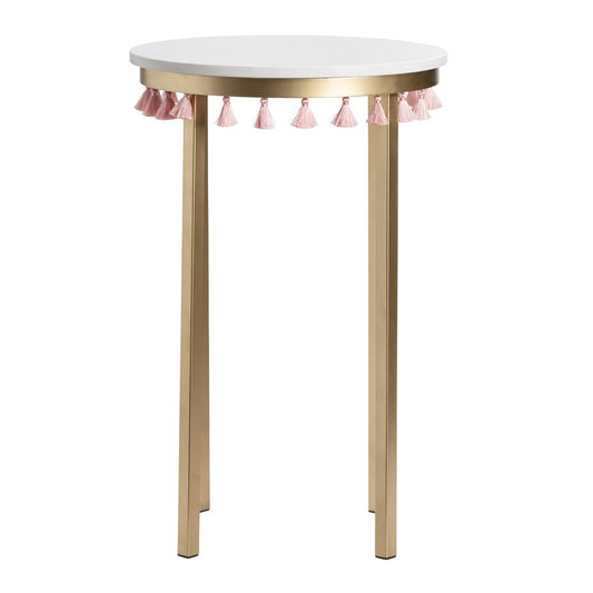 Saffron Marble Table With Pink Tassels