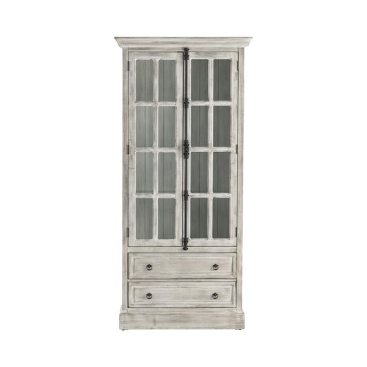 Crestview Collection Hudson 2 Drawer 2 Door Curio Cabinet Gray Wood