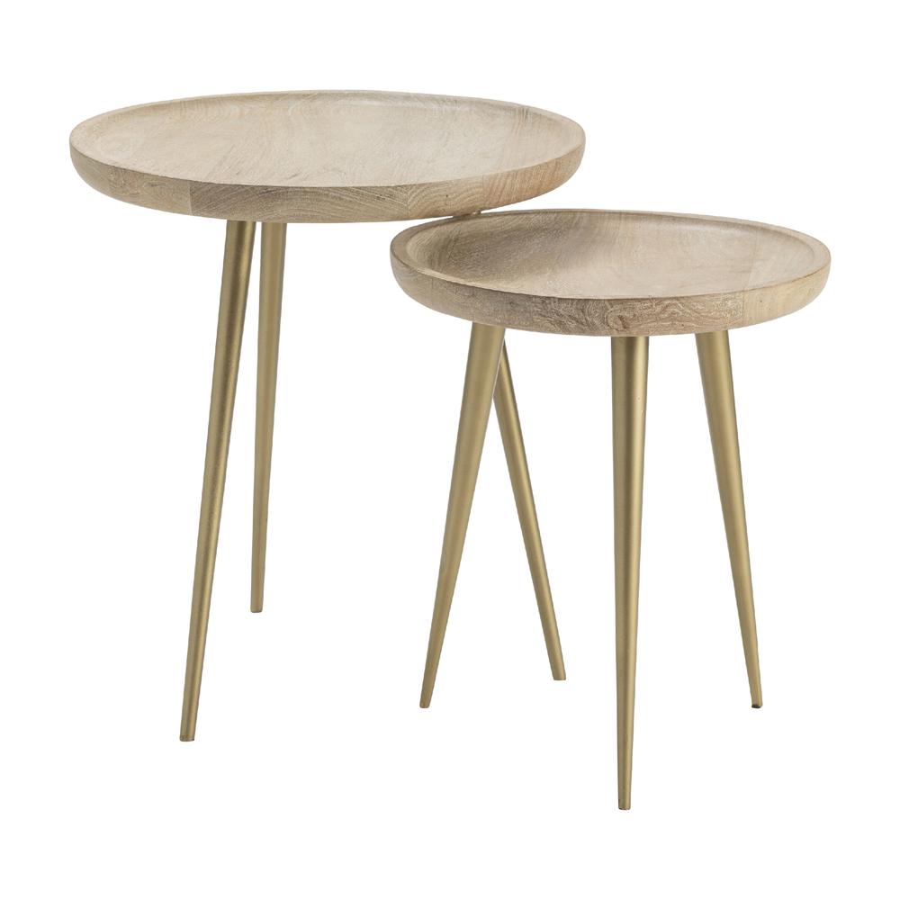 Crestview Collection Bengal Manor Mango Wood Set of 2 Tray Top Accent Tables