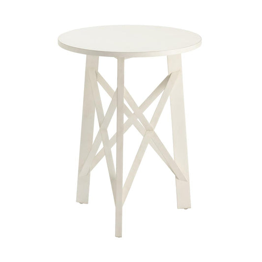 Crestview Collection 26" Round Acacia Wood White Side Table Accessories