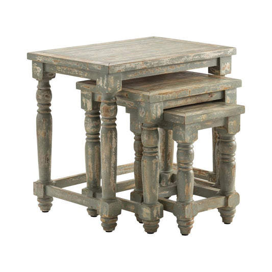 Crestview Collection Bengal Manor Distressed Grey Set of Nested Tables, Gray