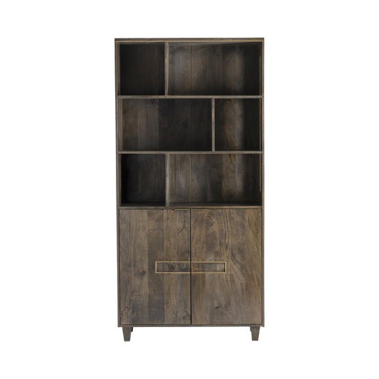 Crestview Collection Belle Meade 2 Door Mango Wood Tall Cabinet and Bookshelf