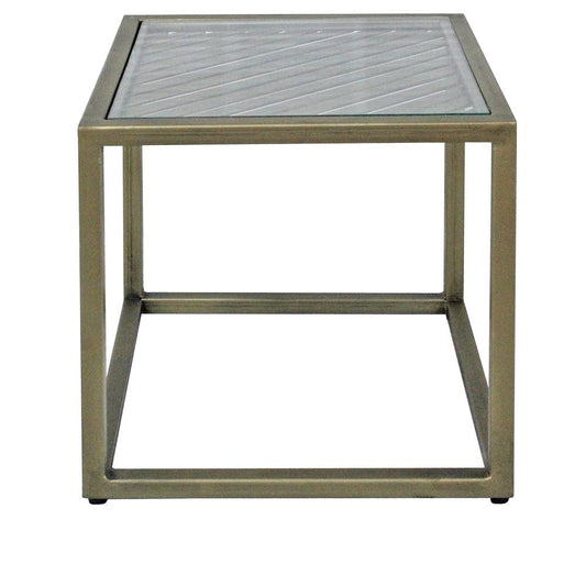 Christian Gold Metal and Glass End Table