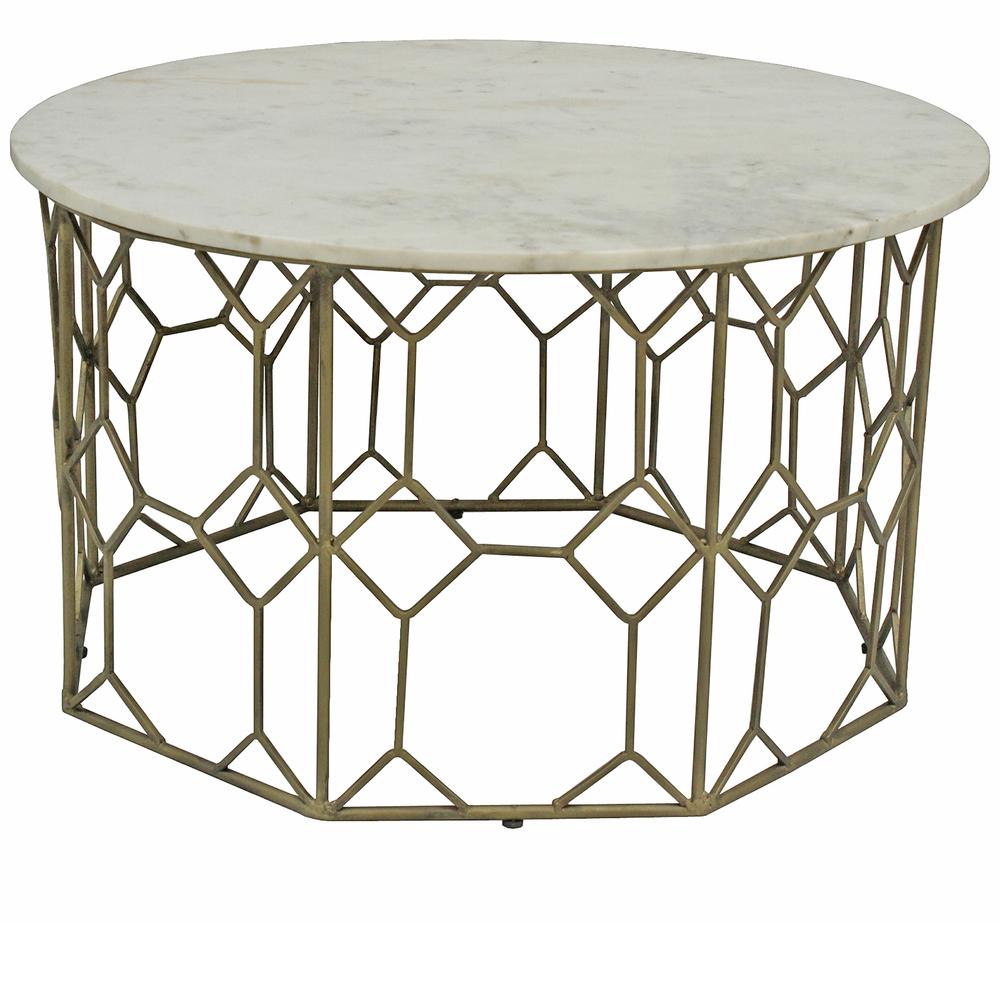 Crestview Collection White Mariah White Marble and Metal Coffee Table