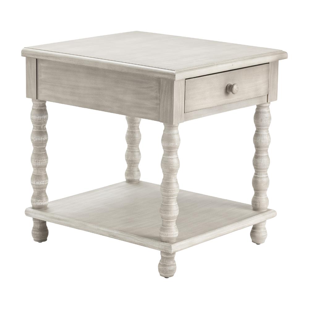 Crestview Collection Pembroke Turned Leg Chalk Grey 1 Drawer End Table Furniture