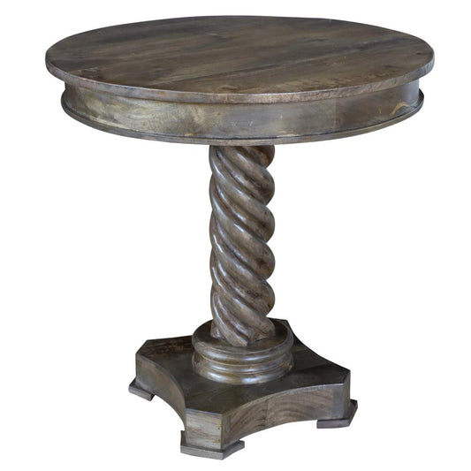 Bengal Manor Mango Wood Carved Rope Twist Accent Table