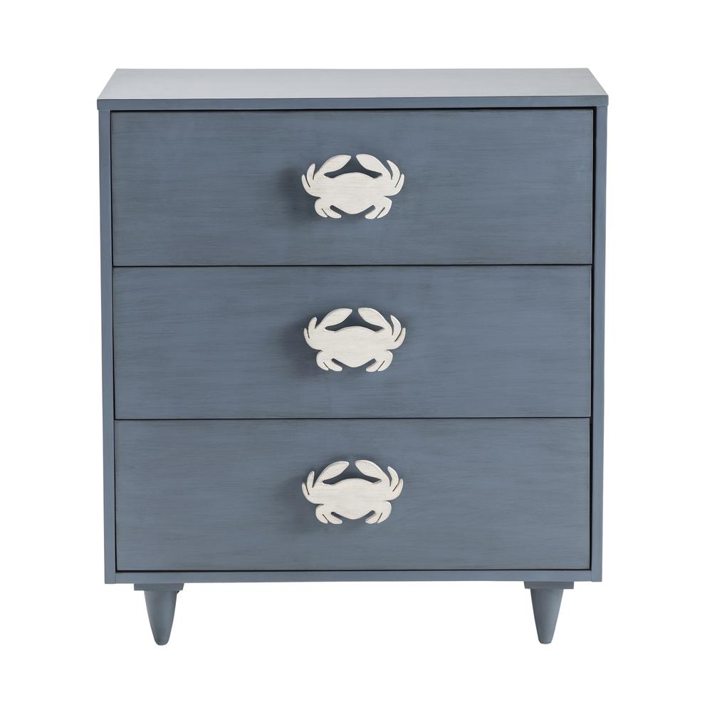 Crestview Collection CVFVR8222 31" 3 Drawer Blue Painted Cabinet Accessories