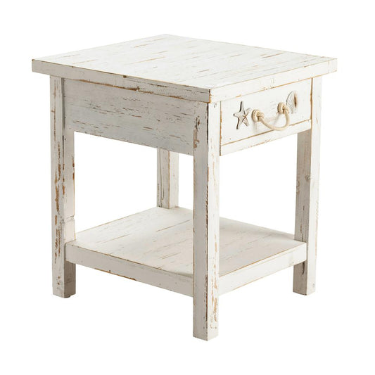 Crestview Collection CVFZR1521 Seaside White Coastal End Table Furniture