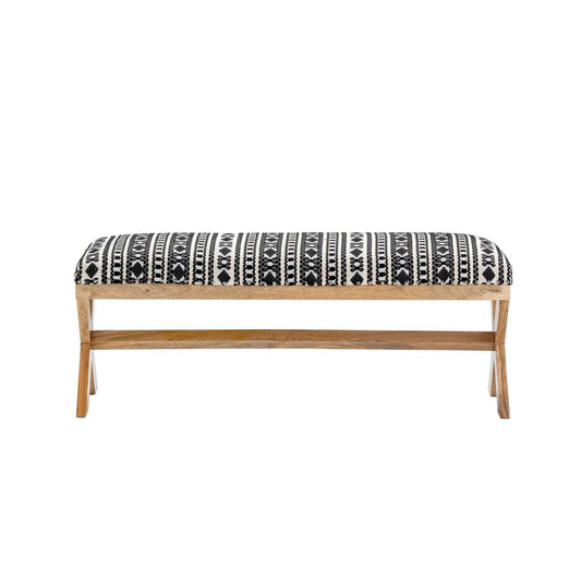 Evolution by Crestview Cassidy Aztec Wood Bench in Black and White