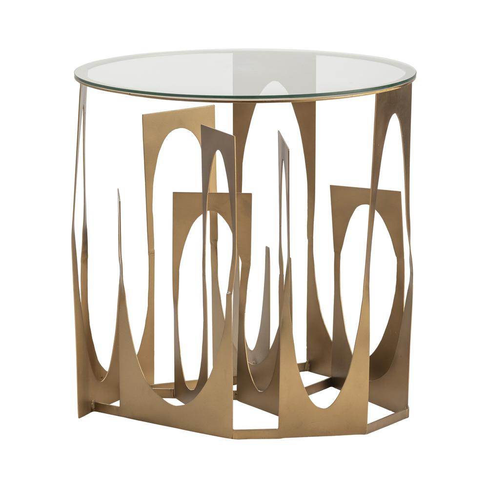 Crestview Collection Vanderbilt Metal and Glass Accent Table Gold Metal