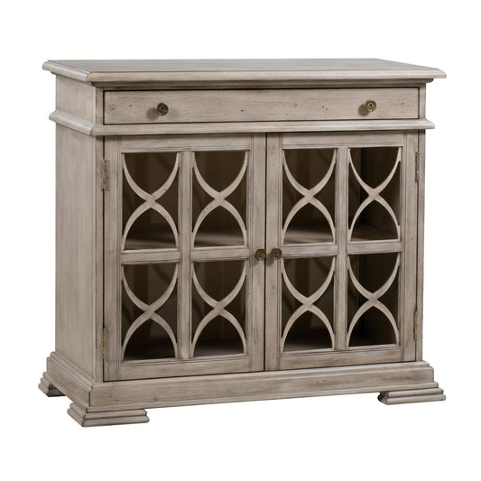 Hawthorne Estate 1 Drawer 2 Door Fretwork Cabinet Brushed Wheat Finish