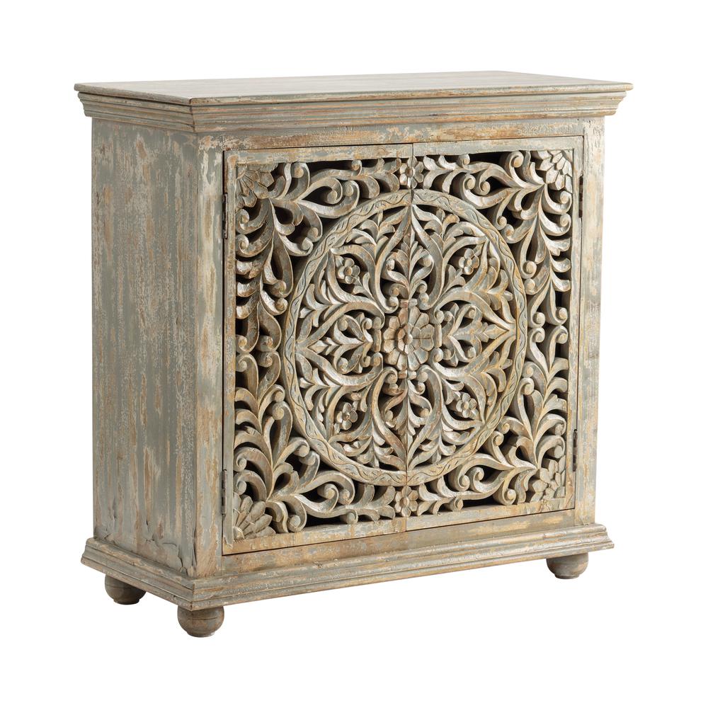 Crestview Collection Bengal Manor Mango Wood Carved 2 Door Cabinet Furniture