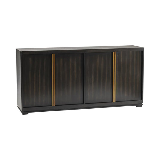 Empire 4 Door Sideboard with Burnished Brass Hardware in Rich Jacobean Finish