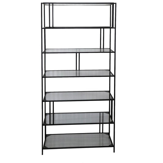 Crestview Collection Berkley Metal and Glass Etagere Black Metal