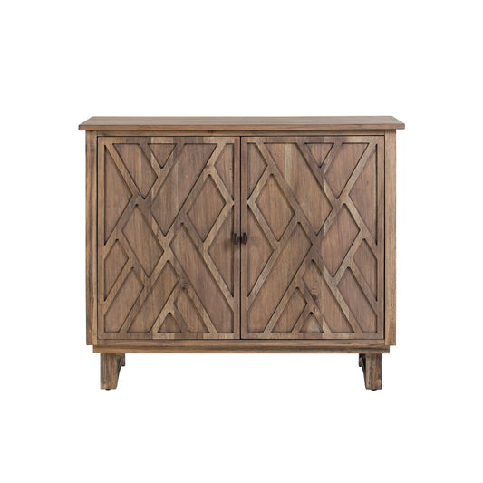 Crestview Collection Hawthorne Estate Pine 2 Door Chippendale Fretwork Cabinet