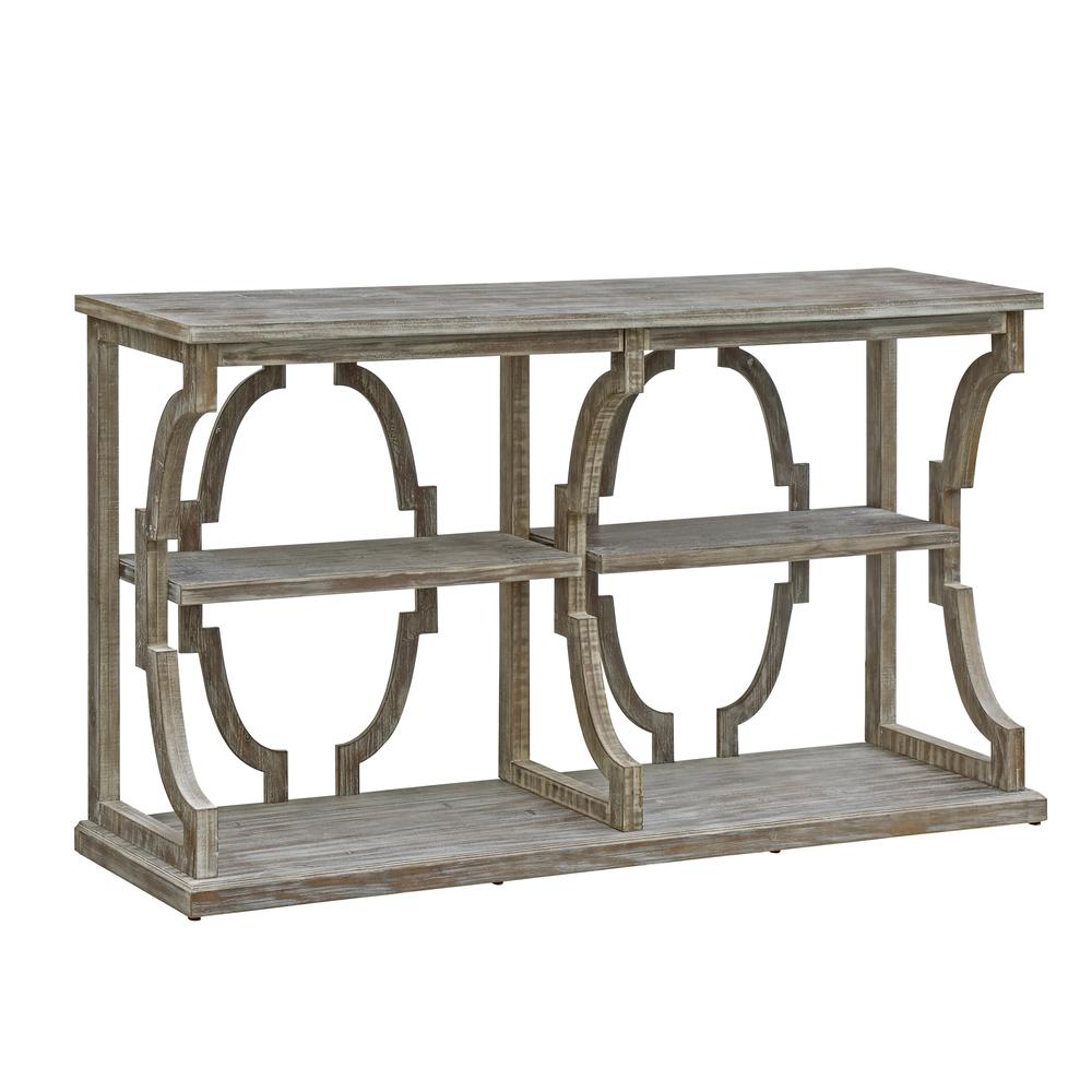 Crestview Collection Stockton Open Chestnut Wash 3 Tier Console Furniture, Gray