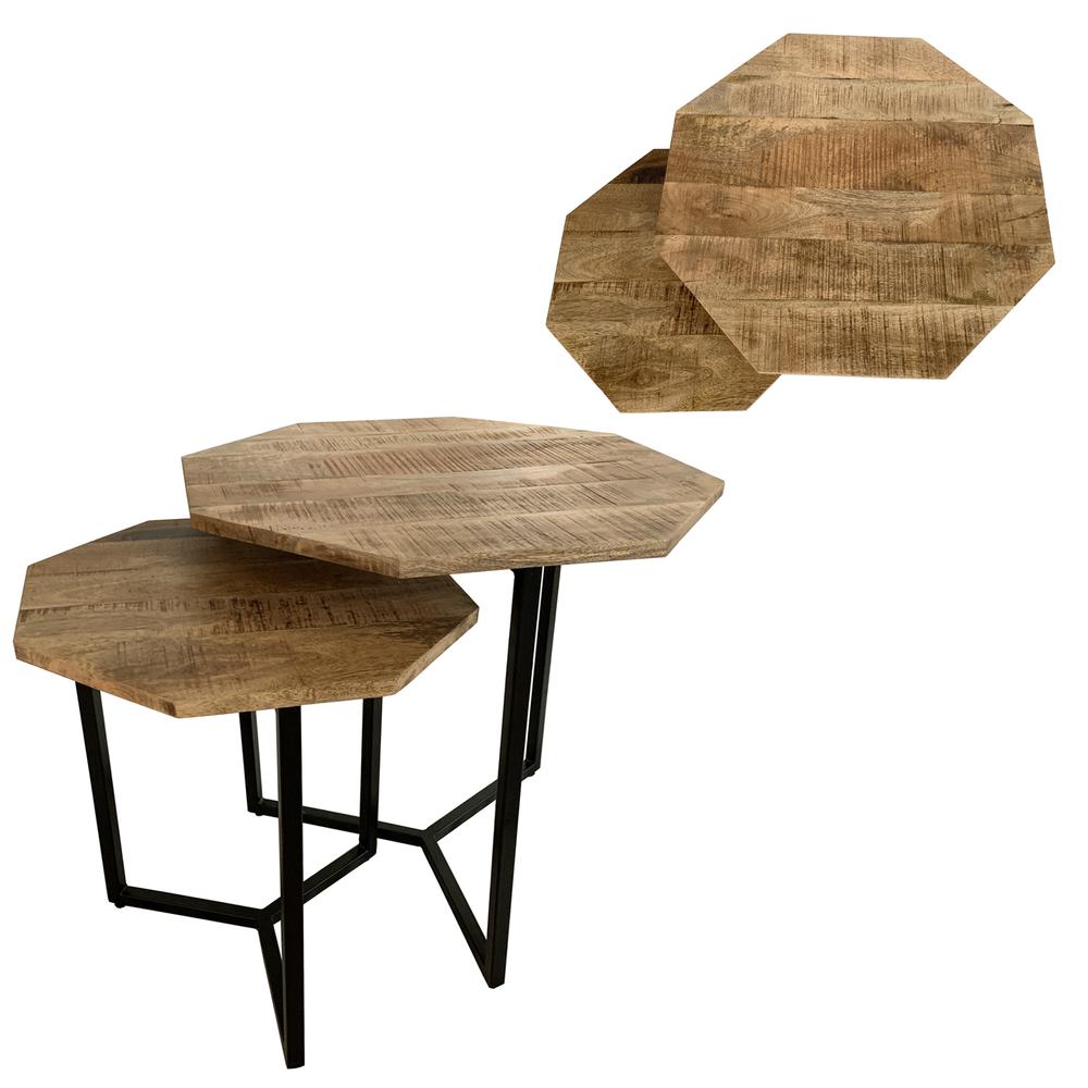 Crestview Collection Evolution Charles Set of 2 Metal Nesting Tables in Brown