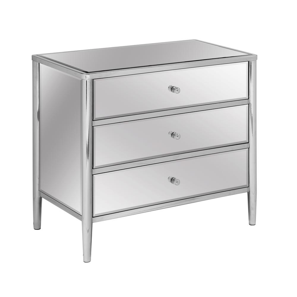 HOLLYWOOD NICKEL AND MIRROR 3 DRAWER CHEST