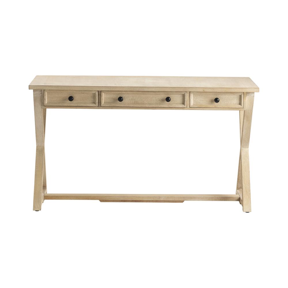 Crestview Collection Bengal Manor 56" Wide White Washed Wood 3-Drawer Desk