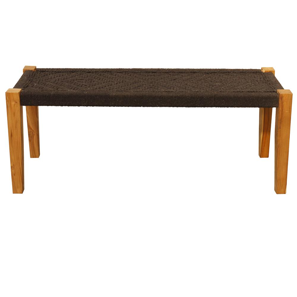 Crestview Collection Rock Springs Jute Bench Brown Wood 46 x 16 x 18