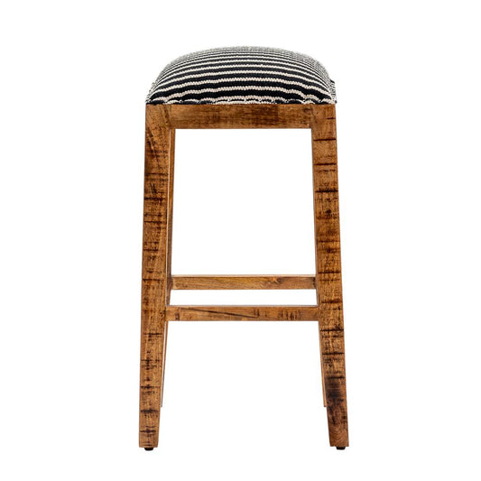 Evolution by Crestview Milly Wood Striped Barstool in Black and White