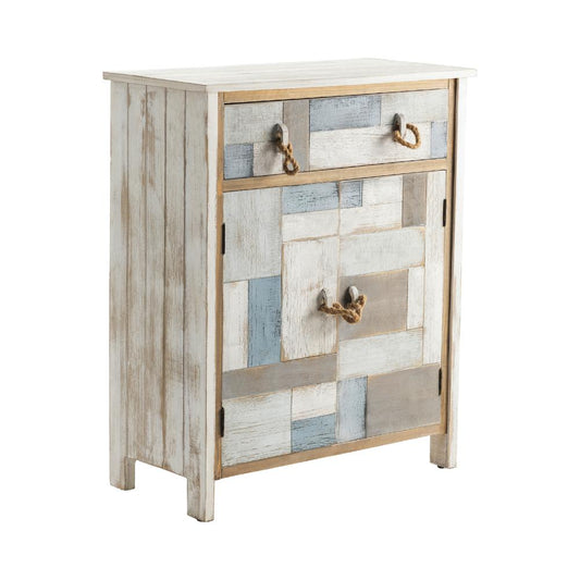 Crestview Collection  Nautical Patchwork 1 Drawer, 2 Door Cabinet