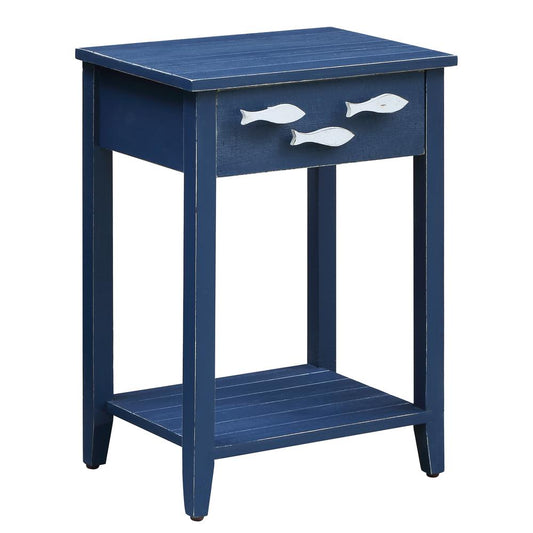 Crestview Collection Nautical Navy 1 Drawer Accent Table w/Fish Hardware